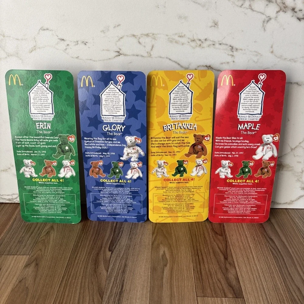 1999 McDonald's TY Teenie International Mini Beanie Babies Bears COMPLETE Set 4
